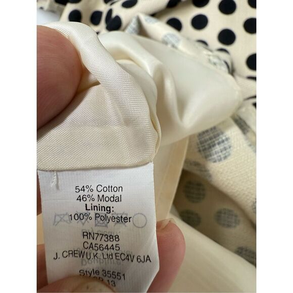J. Crew Dress Black & Cream Classic Polka Dot Sheath Dress Size 6 Cotton Blend - Picture 8 of 10
